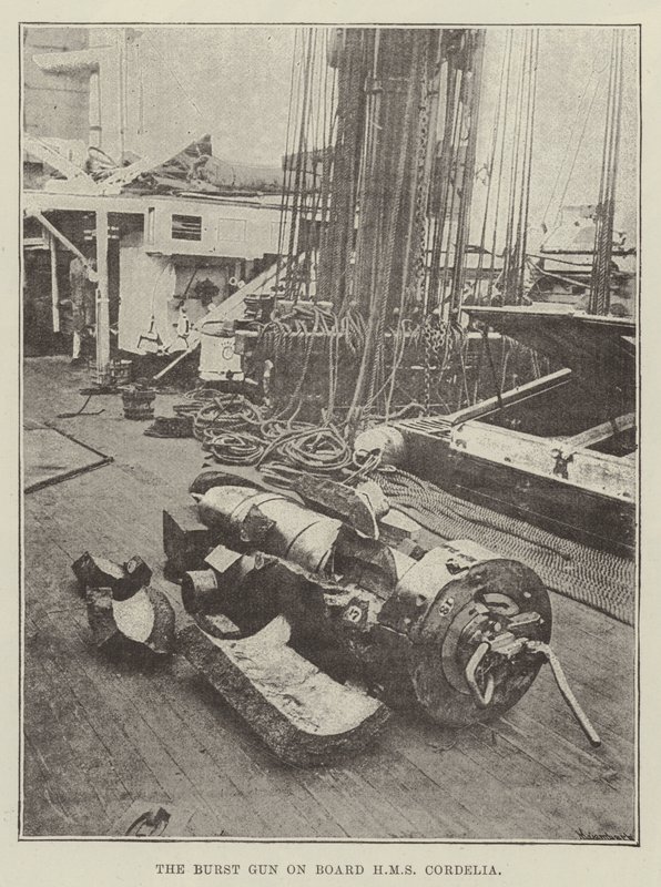 Die explodierte Kanone an Bord der HMS Cordelia von English Photographer