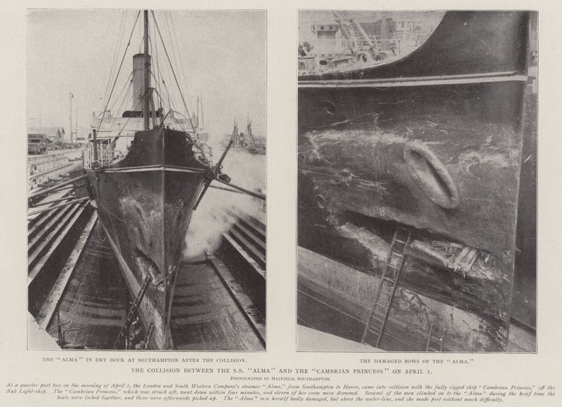 Die Kollision zwischen der SS Alma und der Cambrian Princess am 1. April von English Photographer