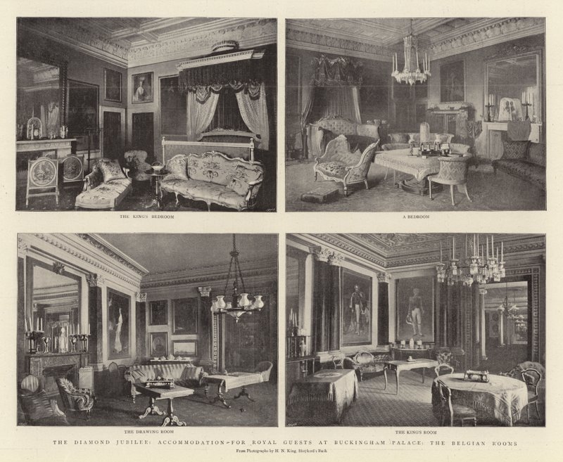 Das Diamantjubiläum, Unterkünfte für königliche Gäste im Buckingham Palace, die belgischen Zimmer von English Photographer