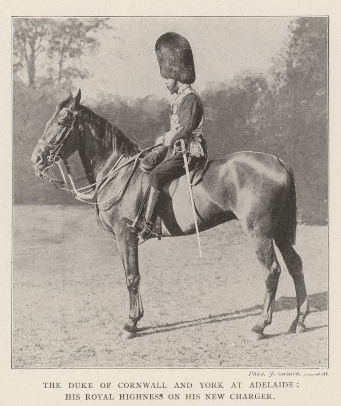 Der Herzog von Cornwall und York in Adelaide, Seine Königliche Hoheit auf seinem neuen Pferd von English Photographer