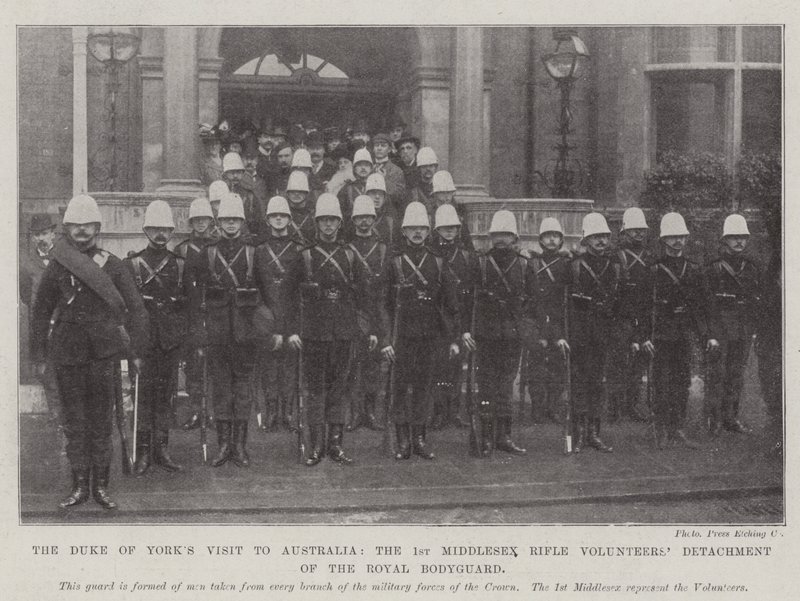 Der Besuch des Herzogs von York in Australien, das 1. Middlesex Rifle Volunteers Detachment der königlichen Leibgarde von English Photographer