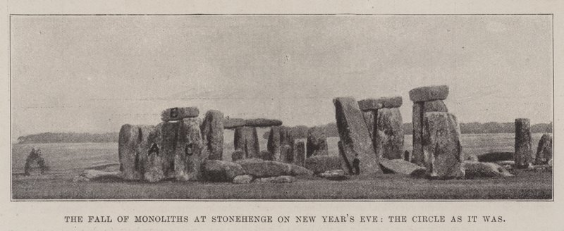 Der Fall der Monolithen in Stonehenge an Silvester, der Kreis wie er war von English Photographer