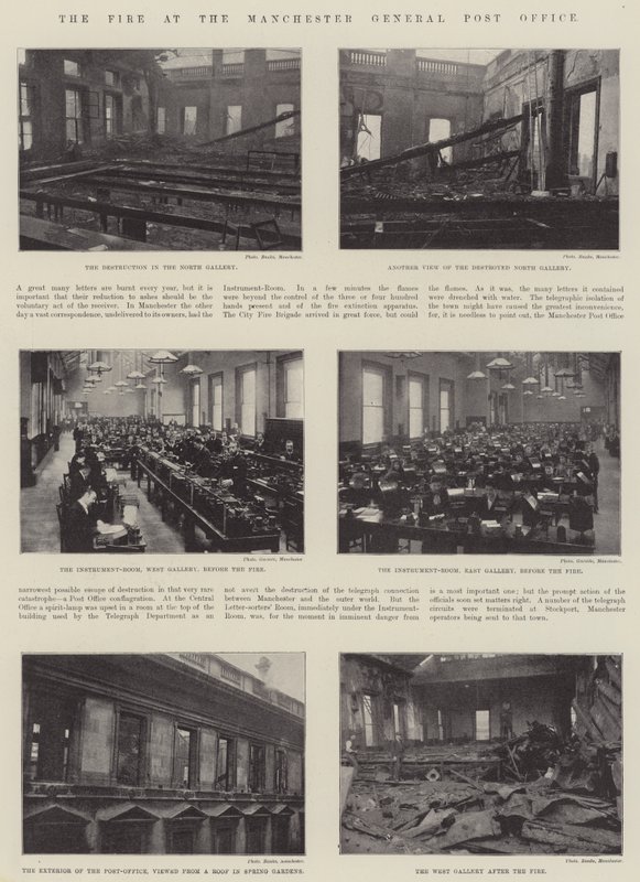 Das Feuer im Generalpostamt von Manchester von English Photographer