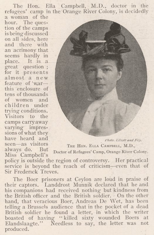 Die ehrenwerte Ella Campbell, MD, Ärztin des Flüchtlingslagers, Orange River Colony von English Photographer