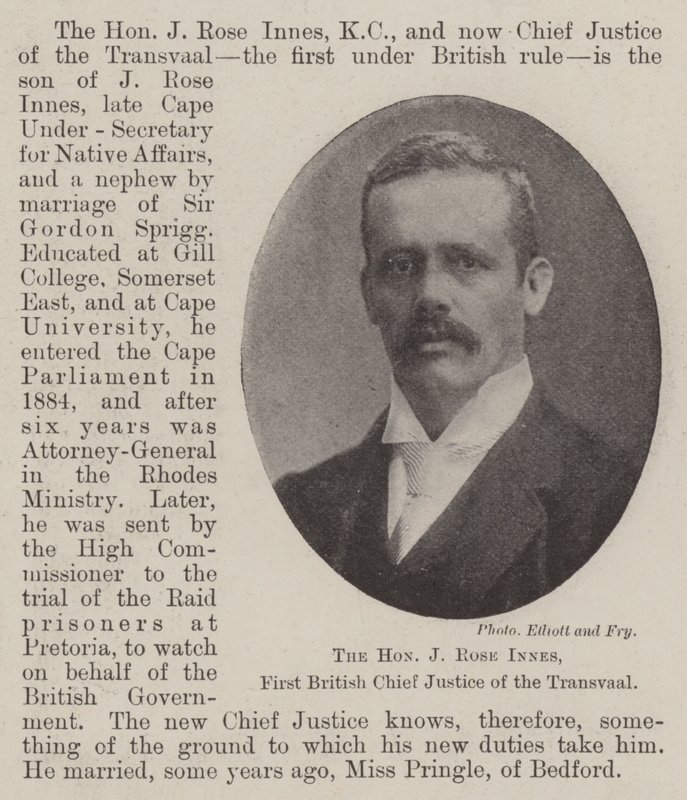 Der ehrenwerte J Rose Innes, erster britischer Oberrichter des Transvaal von English Photographer