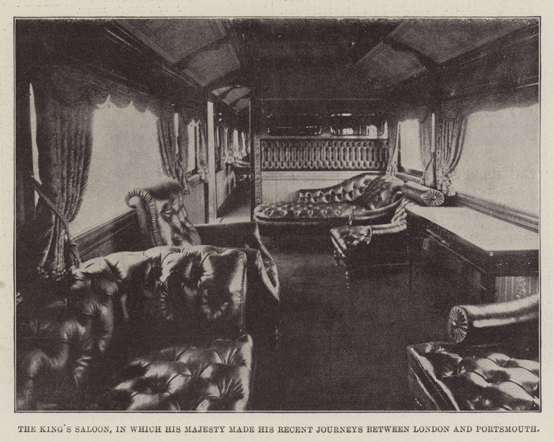 Der Salon des Königs, in dem Seine Majestät kürzlich zwischen London und Portsmouth reiste von English Photographer
