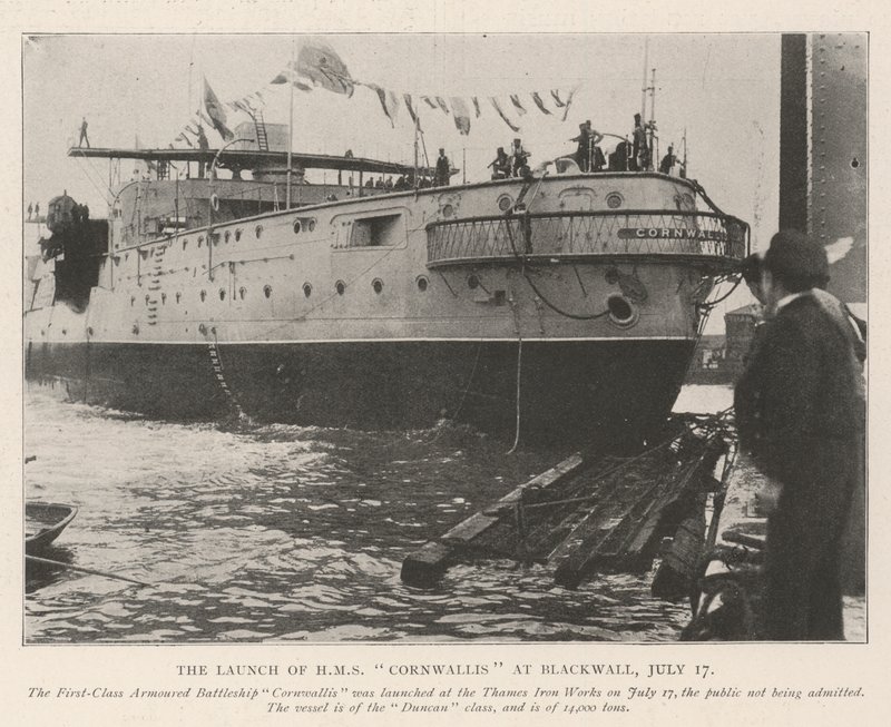 Der Stapellauf der HMS Cornwallis in Blackwall, 17. Juli von English Photographer