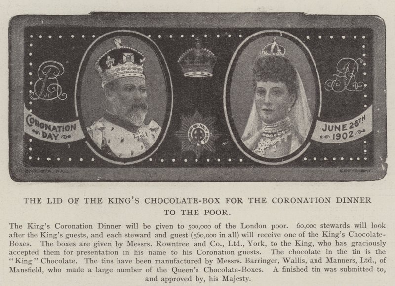 Der Deckel der Schokoladenkiste des Königs für das Krönungsdinner für die Armen von English Photographer