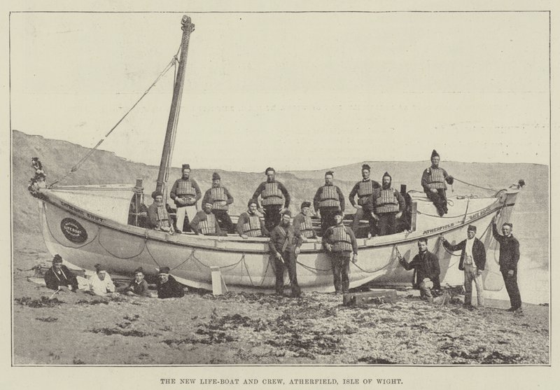 Das neue Rettungsboot und die Besatzung, Atherfield, Isle of Wight von English Photographer
