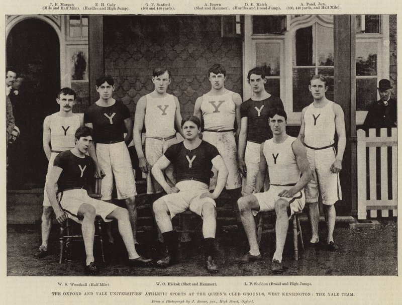 Die Oxford und Yale Universitäten Leichtathletik-Sportveranstaltungen im Queens Club Gelände, West Kensington, das Yale Team von English Photographer