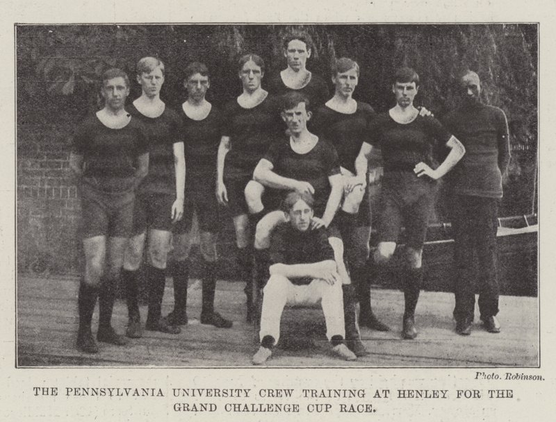 Die Crew der Universität Pennsylvania trainiert in Henley für das Grand Challenge Cup Rennen von English Photographer