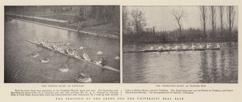 Das Training der Mannschaften für das Universitäts-Bootsrennen von English Photographer