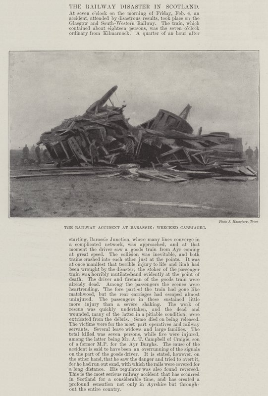 Der Eisenbahnunfall bei Barassie, zerstörte Waggons von English Photographer