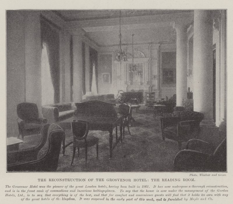 Der Wiederaufbau des Grosvenor Hotels, der Lesesaal von English Photographer