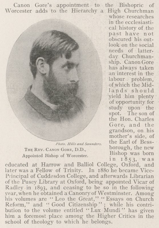 Der ehrwürdige Kanoniker Gore, DD, zum Bischof von Worcester ernannt von English Photographer