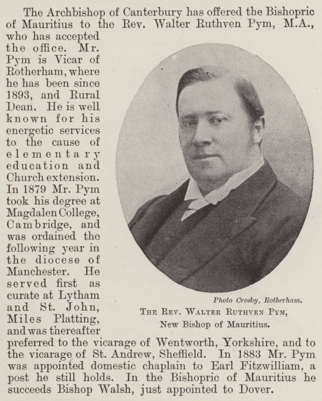 Der ehrwürdige Walter Ruthven Pym, neuer Bischof von Mauritius von English Photographer