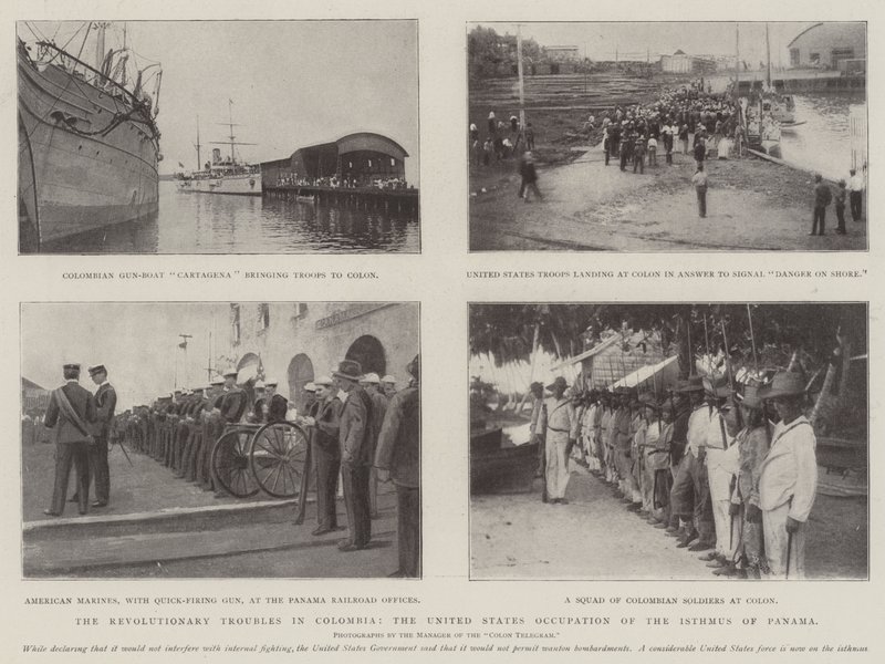 Die revolutionären Unruhen in Kolumbien, die Besetzung des Isthmus von Panama durch die Vereinigten Staaten von English Photographer