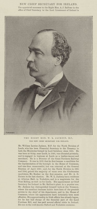 Der ehrenwerte W L Jackson, MP, der neue Chefsekretär für Irland von English Photographer