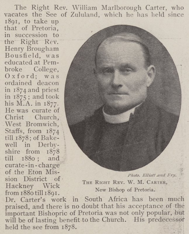 Der rechte Reverend W. M. Carter, neuer Bischof von Pretoria von English Photographer