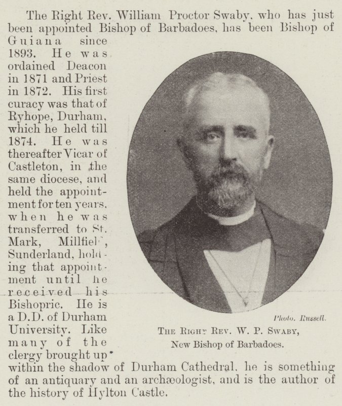 Der rechte Reverend W P Swaby, neuer Bischof von Barbados von English Photographer
