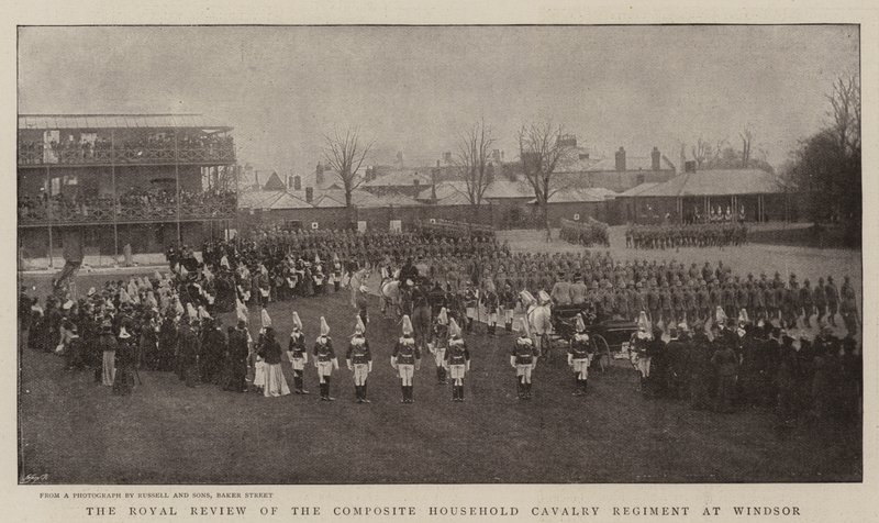 Die königliche Überprüfung des gemischten Haushaltskavallerieregiments in Windsor von English Photographer