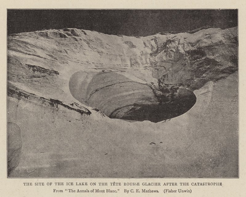 Der Ort des Eissee am Tete Rousse Gletscher nach der Katastrophe von English Photographer
