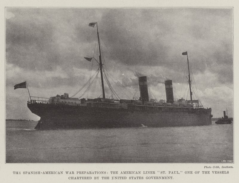 Die spanisch-amerikanischen Kriegsvorbereitungen, der amerikanische Liner St. Paul, eines der von der US-Regierung gecharterten Schiffe von English Photographer