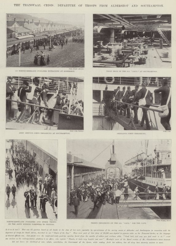 Die Transvaal-Krise, Abfahrt der Truppen von Aldershot und Southampton von English Photographer