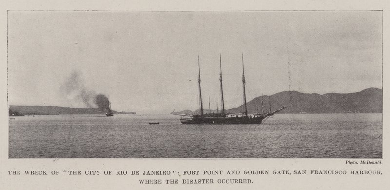 Das Wrack der City of Rio de Janeiro, Fort Point und Golden Gate, Hafen von San Francisco, wo die Katastrophe passierte von English Photographer