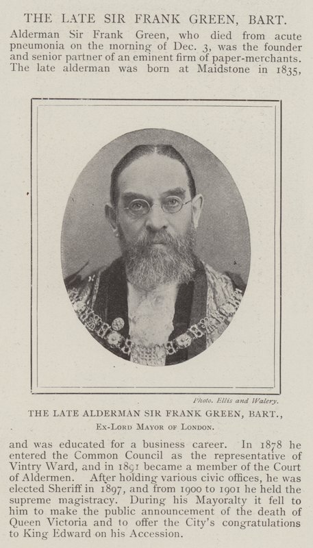 Der verstorbene Alderman Sir Frank Green, Baronet, ehemaliger Lord Mayor von London von English Photographer