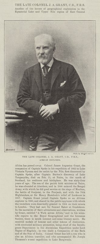 Der verstorbene Colonel J A Grant, Afrikaforscher von English Photographer