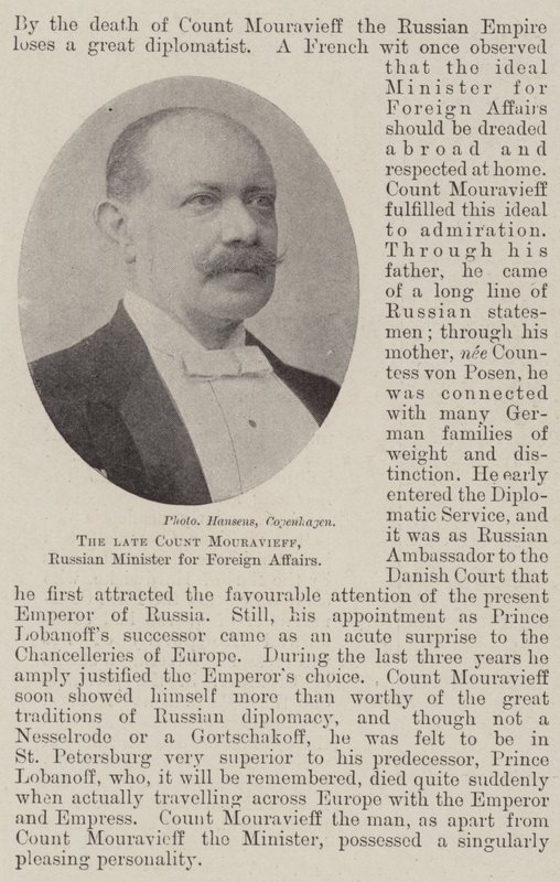 Der verstorbene Graf Mouravieff, russischer Außenminister von English Photographer
