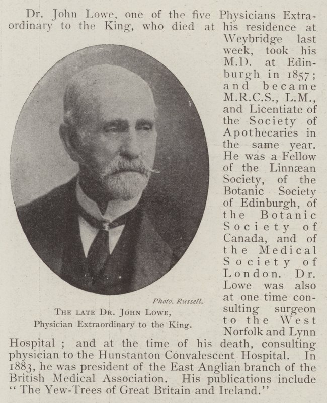 Der verstorbene Dr. John Lowe, außerordentlicher Arzt des Königs von English Photographer