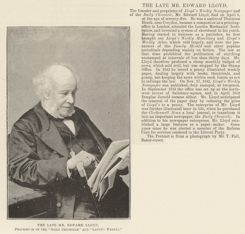 Der verstorbene Mr Edward Lloyd, Eigentümer des Daily Chronicle und Lloyds Weekly von English Photographer