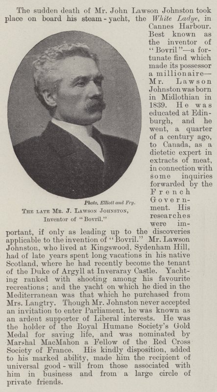 Der verstorbene Mr. J Lawson Johnston, Erfinder von Bovril von English Photographer
