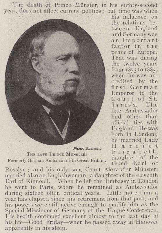 Der verstorbene Prinz Münster, ehemaliger deutscher Botschafter in Großbritannien von English Photographer