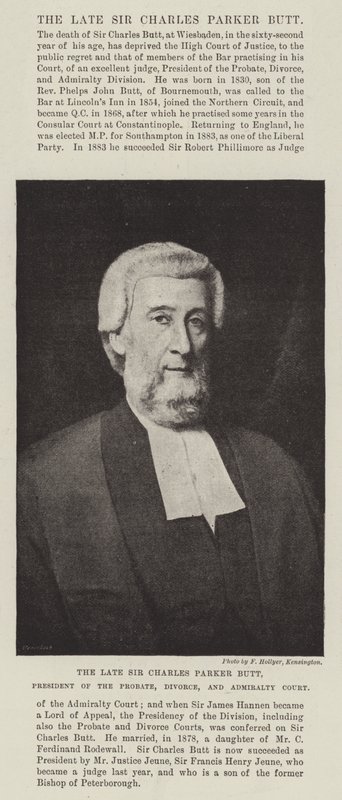 Der verstorbene Sir Charles Parker Butt, Präsident des Nachlass-, Scheidungs- und Admiralitätsgerichts von English Photographer