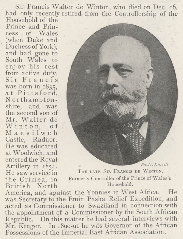 Der verstorbene Sir Francis de Winton, ehemaliger Haushofmeister des Prinzen von Wales von English Photographer