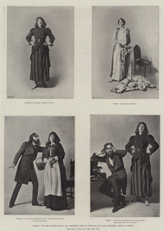 Trilby auf der englischen Bühne, Mr. Beerbohm Tree als Svengali und Miss Dorothea Baird als Trilby von English Photographer