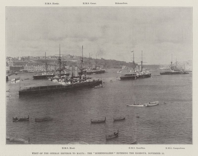 Besuch des deutschen Kaisers auf Malta, die Hohenzollern fährt in den Hafen ein, 15. November 1898 von English Photographer