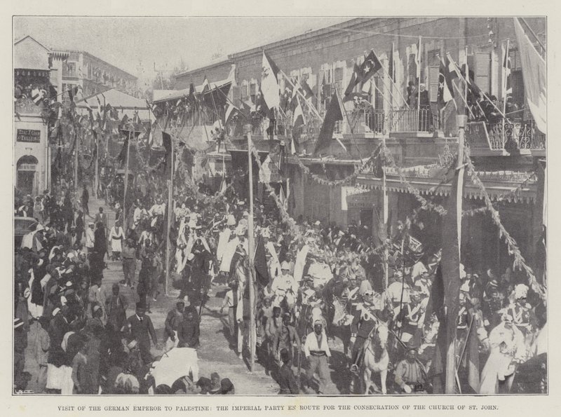 Besuch des deutschen Kaisers in Palästina, die kaiserliche Gesellschaft auf dem Weg zur Einweihung der Kirche St. Johannes von English Photographer