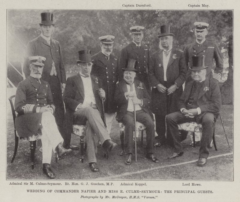 Hochzeit von Kommandant Napier und Miss E. Culme-Seymour, die Hauptgäste von English Photographer