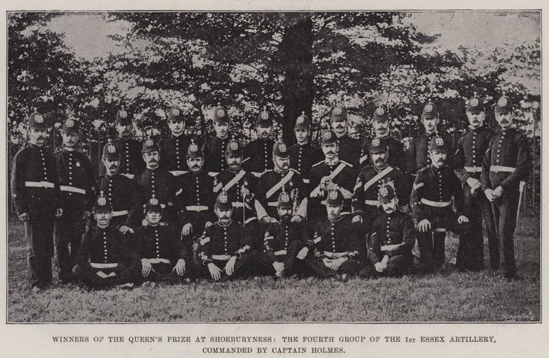 Gewinner des Queens Prize in Shoeburyness, die vierte Gruppe der 1. Essex Artillery, kommandiert von Captain Holmes von English Photographer