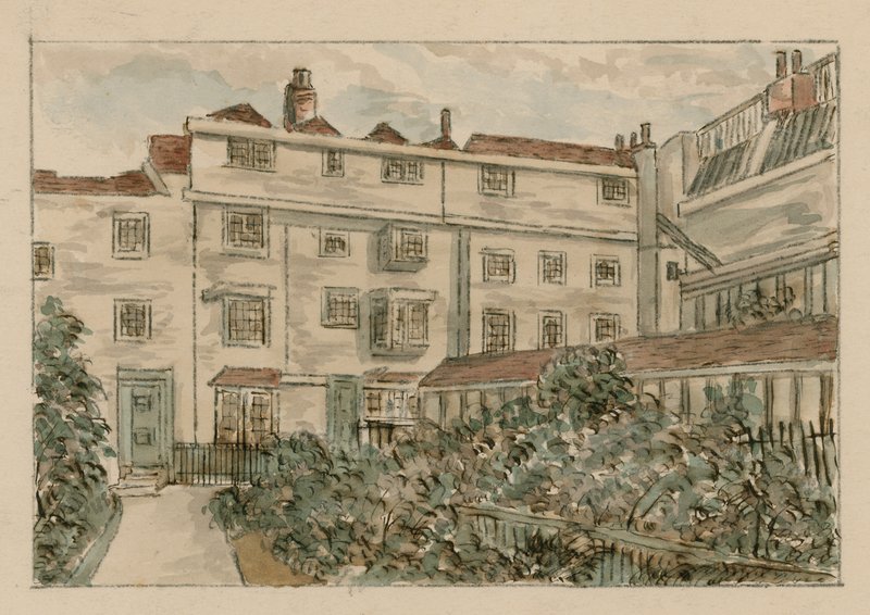 13-15 Nevills Court, Fetter Lane, Holborn, nach einer Skizze von 1900 von English School