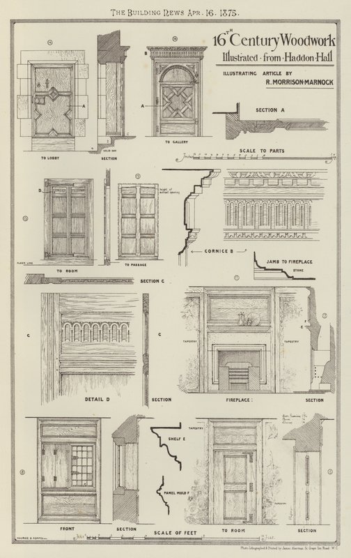 Holzarbeiten aus dem 16. Jahrhundert, illustriert von Haddon Hall von English School
