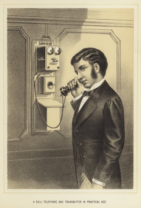 Ein Bell-Telefon und Sender im praktischen Einsatz von English School