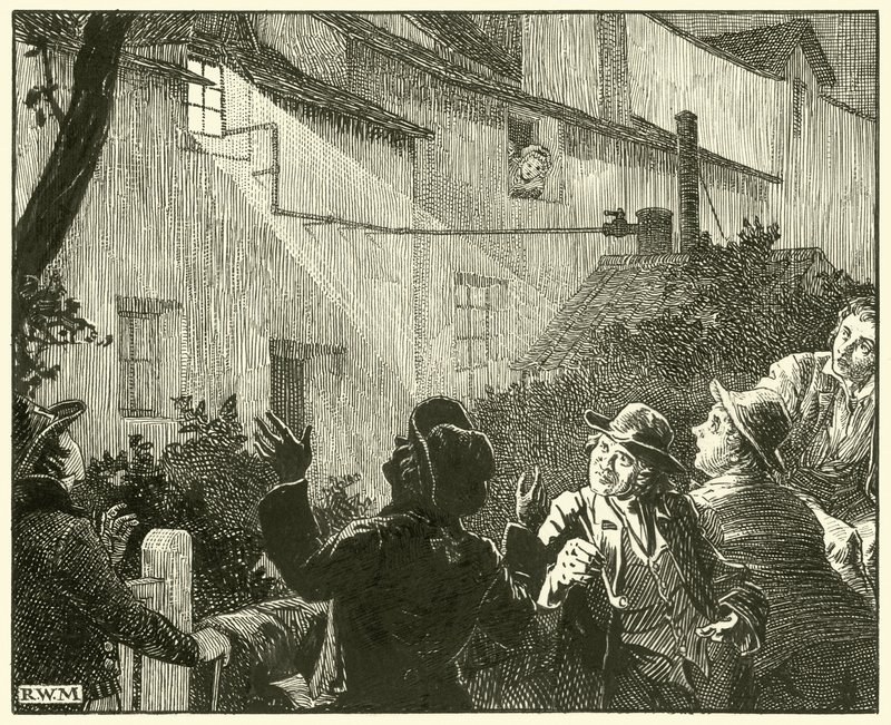 Ein helles Licht strömte aus dem Fenster der Hütte von English School