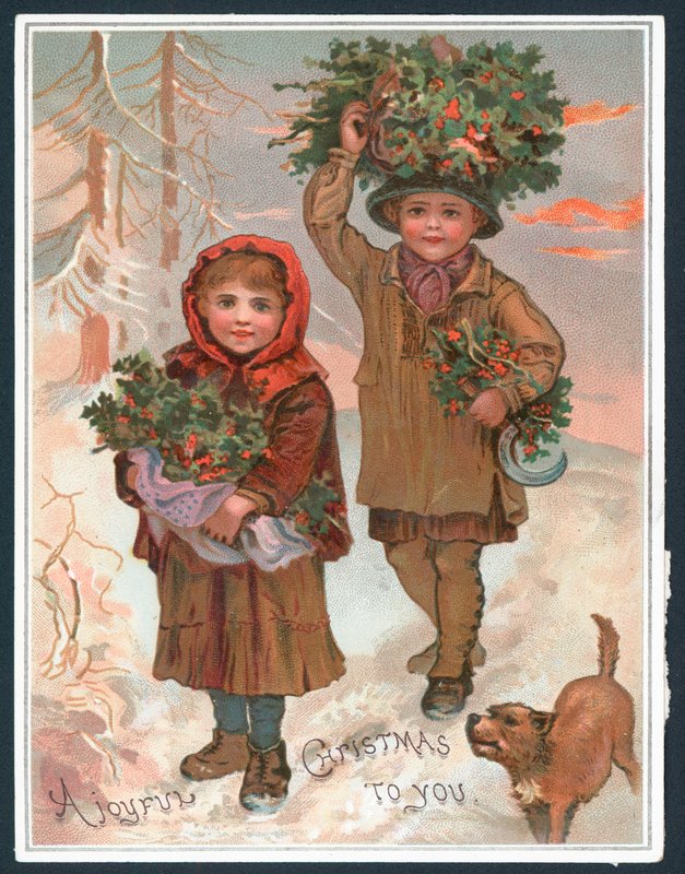 Ein freudiges Weihnachten für dich - Viktorianische Weihnachtskarte von English School