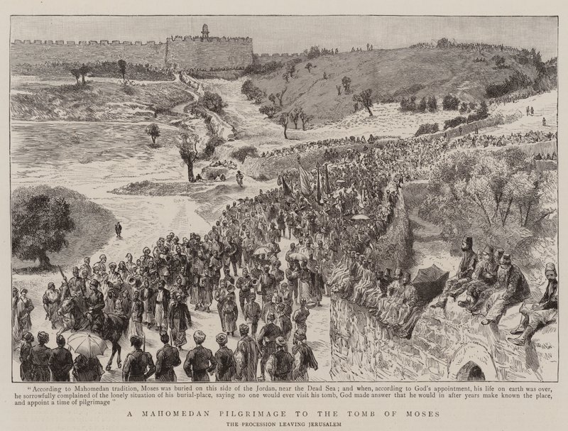 Eine mohammedanische Pilgerfahrt zum Grab von Moses (Gravur) von English School