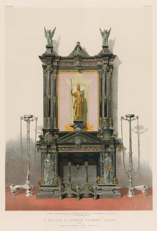 Ein Kamin aus Marmor und Bronze von Marchand, Paris von English School